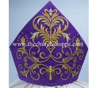 The Church Shoppe Violet Nuovo Mitra con Ricamo, Bishop's Mitre