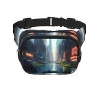 The City on the Water - Marsupio quadrato a doppio strato con cinghia regolabile per attività all'aperto, nero, taglia unica, Nero , Taglia unica