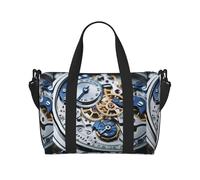 The Clocks Theme Gears, borsa a tracolla da viaggio con cerniera, borsa casual per viaggi nel fine settimana e shopping in palestra, Nero , Taglia unica, Borsa da viaggio
