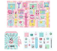 THE CONCEPT FACTORY, BO0186, Calendario Kawaii con sorprese quotidiane, Simpatici Animali e Accessori di cancelleria, Perfetto per Natale - Multicolore, 19x13x25 cm