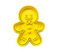 The Cookie Cutter Hub Stampino per biscotti a forma di omino di pan di zenzero con papillon e goffratura abbinata, per biscotti, argilla, decorazione da forno