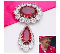 The Corona Rubino Spilla Creato IN Laboratorio Corindone & 5 un Cubico 8.1cm