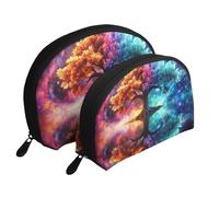 The Cosmic Tree of Life in Space - Beauty case da viaggio portatile, 2 pezzi, motivo: albero della vita nello spazio, bianco, Taglia unica