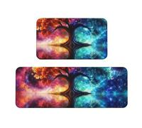 The Cosmic Tree Of Life In Space - Set di 2 tappeti da cucina antiscivolo in legno, anti-affaticamento, tappetini lunghi per casa e ufficio
