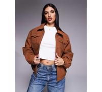 The Couture Club - Giacca stile western oversize in camoscio sintetico color cuoio-Marrone XS