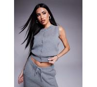 The Couture Club - Top stile gilet in maglia color grigio mélange con bottoni in coordinato 44