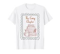 The Cozy Chapter Pumpkin Book Lover Autunno Reading Shirt Maglietta
