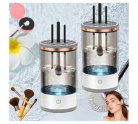 The Cozy Luna Brush Cleaner, elettrico automatico per la pulizia dei pennelli da trucco, tappetino 3 in 1 per pulizia profonda (2 plug-in trasparente)