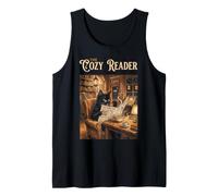 The Cozy Reader Black Cat Book Cafe Ramen Coffee Library Art Canotta