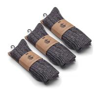 THE COZY SHEEP Calzini di lana da uomo e da donna, comodi e caldi, spessi calzini per piedi freddi, calzini norvegesi in lana di pecora durevoli, grigio scuro, confezione da 3 pezzi, 39-42