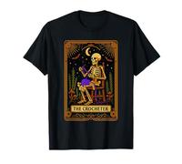 The Crocheter Tarocco Carta Halloween Scheletro Crochet Amante Maglietta