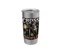The Cross Is My Shield Christian Warrior Design Armor of God Bicchiere termico in acciaio inox doppia parete