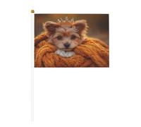 The Crown Dog in the Scarf Mini bandiere, resistenti, 14 x 20 cm, piccole bandiere su bastoncini per esterni, cortile e giardino, confezione da 6 e 10 pezzi