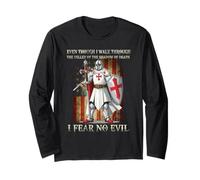 The Crusader - Maglietta con scritta "The Devil Saw Me", cavaliere templare Maglia a Manica