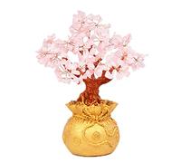 The Crystal Tree Feng Shui Crystal Money Wealth Tree Luck Tree Natural Crystal Bonsai Money Tree per Office Decorazione della scrivania Ornamenti di Cristalli (Rosa)