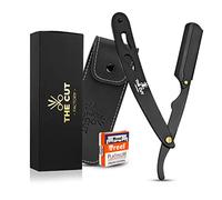 The Cut Factory - Rasoio da uomo squisito con lama a taglio unico, con custodia in pelle e confezione regalo