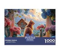 The Cute Orange Cat Sits on The Windowsill 1000 Pezzo Cartoncino Premium Set Di Puzzle Kitten Impossibilmente Difficile Gioco in Famiglia Puzzle Per Adulti E Bambini 38x26cm/1000pcs