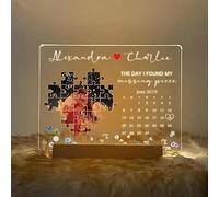 The Day I Found My Missing Piece, cornice luminosa personalizzata per coppia con luce notturna, calendario personalizzato, puzzle in acrilico, regalo per uomini e donne, anniversario di matrimonio