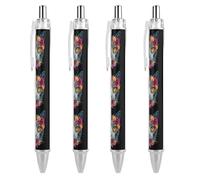 The Day of Dead Skull Cat divertente penna a sfera con stampa retrattile nera rotonda barile fine penne 0,5 mm 4 pz come foto 1