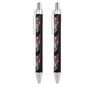 The Day of Dead Skull Cat divertente penna a sfera con stampa retrattile nero cilindro rotondo penne a punta fine 0,5 mm 2 pz come foto 3