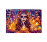 The Day Of The Dead Sugar Skull-Flower 1000 Pezzi Puzzle Per Adulti Puzzle In Legno Per Adulti Regali Decorazione Della Casa
