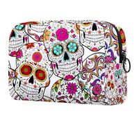 The Dead of Sugar Skulls - Trousse da viaggio da donna, grande, con cerniera, Multi, 18.5x7.5x13cm/7.3x3x5.1in, Beauty case