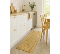 The Deco Factory - Tappeto in iuta artigianale intrecciato a mano, per ingresso, corridoio, soggiorno, cucina, camera da letto, ufficio, colore naturale, 45 x 120 cm, beige