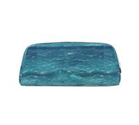 The Deep Blue Sea - Custodia in pelle leggera e portatile, con cerniera, 20,5 x 5,5 x 8 cm, per ufficio, viaggi, trucchi, Argento, Taglia unica, Portamonete