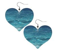 The Deep Blue Sea - Orecchini pendenti in pelle a forma di cuore, eleganti e leggeri, per donne e ragazze, taglia unica, in pelle, senza pietre preziose