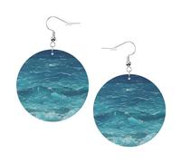 The Deep Blue Sea Prints, orecchini rotondi in pelle, eleganti e leggeri, pendenti per donne e ragazze, taglia unica, in pelle, senza pietre preziose