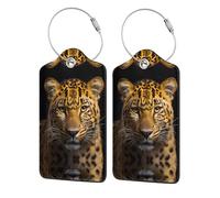 The deep-Eyed Leopard 2 etichette stampate in pelle PU, adatte per borse, etichette per borse da viaggio, etichette per bagagli