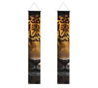 The Deep-eyed Leopard Porch Banner Decoration 2pcs Polyester Congrats Grad Hanging Banner per porta anteriore, cortile, cerimonia, festa, riutilizzabile, lavabile con aste e corde
