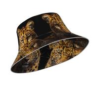 The Deep-Eyed Leopard Reflective Bucket Hat, cappello da pescatore per uomini e donne, giorno e notte, sicurezza, ciclismo, corsa, sport all'aria aperta alla moda, nero, taglia unica