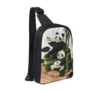 The Deep Ocean - Borsa a tracolla con doppia tasca, ideale per concerti, sport, viaggi, ciclismo ed escursionismo, Panda di Padre e Figlio, Taglia unica