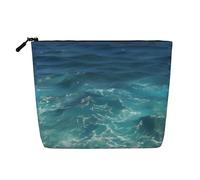 The Deep Ocean, borsa per il trucco in finta canapa, da donna, in poliestere resistente all'acqua, con cerniera, grande borsa da viaggio per cosmetici