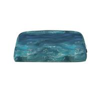 The Deep Ocean, custodia in pelle leggera e portatile con cerniera, 20,5 x 5,5 x 8 cm, per ufficio, viaggi, trucchi, Argento, Taglia unica, Portamonete