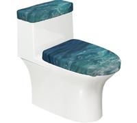 The Deep Ocean - Set di 2 coprisedili per WC, con coperchio del serbatoio, adatto per WC a forma di U o estesi, perfetto per inaugurazione della casa, compleanni e regali