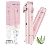 The Dermave, rasoio elettrico Dermave 2.0, con doppia testa in acciaio inossidabile, impermeabile IPX7, uso bagnato e asciutto, riduce il tiraggio, adatto a tutti i tipi di pelle (rosa)