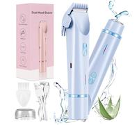 The Dermave, rasoio elettrico Dermave 2.0, con doppia testa in acciaio inossidabile, impermeabile IPX7, uso bagnato e asciutto, riduce il tiraggio, adatto a tutti i tipi di pelle (blu)
