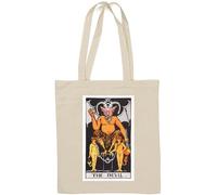 The Devil Tarot Card Art Logo Naturale Cotone Tote Bag Bianco