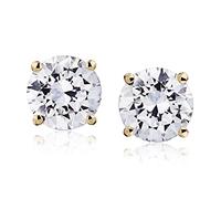The Diamond Channel Orecchini a bottone con diamante solitario coltivato in laboratorio da 1 a 6 carati, taglio rotondo, 4 rebbi con chiusura a vite (colore F-G, purezza VS1-VS2 Eye Clean), 1.00 cttw