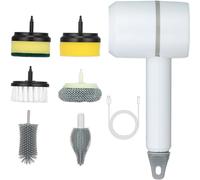 The Dish Buddy, Dish Buddy Electric, Dish Buddy Electric Spin Scrubber Rotante a 360° Multifunzionale Spazzola Elettrica Senza Fili, con 6 Testine Sostituibili, per Cucina e Bagno (Bianco)