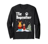 The Dogmother Poodle Dog Mom Christmas Xmas Maglia a Manica