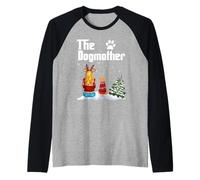 The Dogmother Poodle Dog Mom Christmas Xmas Maglia con Maniche Raglan