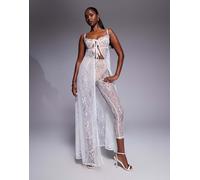 The Dolls House Circa - Cieran - Leggings in pizzo a vita alta color avorio in coordinato-Bianco M