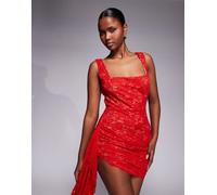 The Dolls House - Circa Cindy - Vestito corto in pizzo rosso con scollo squadrato L