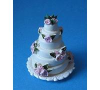The Dolls House Emporium Torta nuziale decorativa con rose rosa