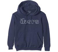 The Doors Felpa con Cappuccio Classic Band Logo Nue Ufficiale Unisex Blu Navy