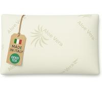 The Double Twenty | 1 Cuscino Memory Foam BASSO con Federa in Aloe Vera,Modello Saponetta, ideale per Bambini, Cuscino letto Cervicale e Ortopedico (8cm)