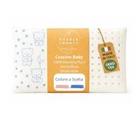 The Double Twenty Cuscino Baby in Memory Foam, ideale per culla e Bambini fino a 5 anni, Federa ipoallergenica,Modello a Saponetta forata Antisoffoco (Blu)